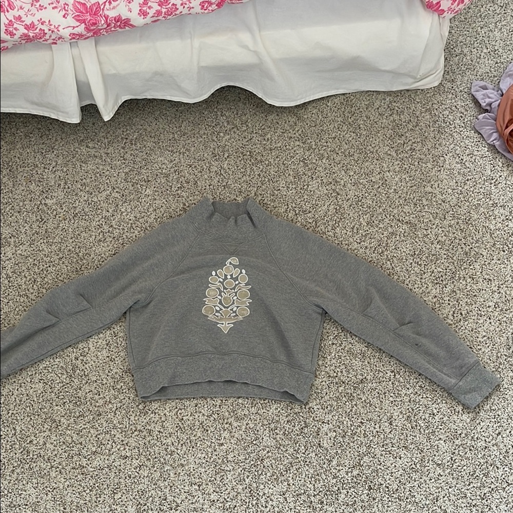 Free People Gray Textured Sweatshirt